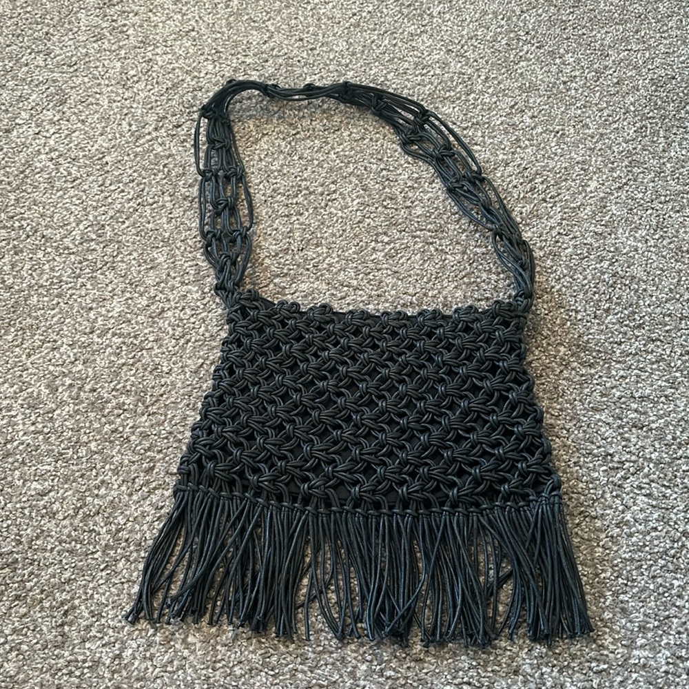 Black crochet purse